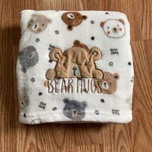 Duck Duck Goose Bear Hugs Baby Blanket Bears Brown Gray 37 x 28